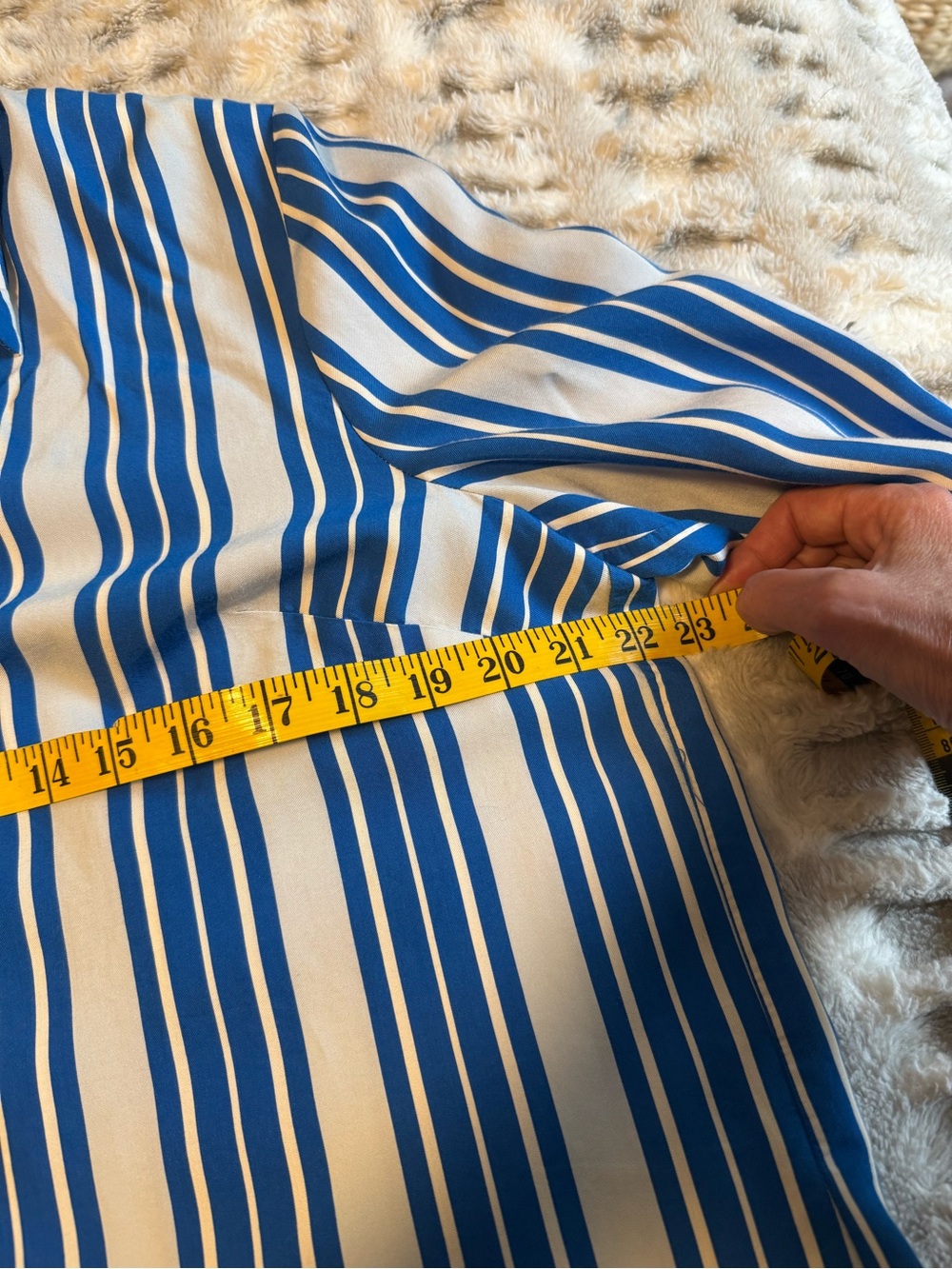 Boden Blue and White Striped Button-Up Blouse size 12 - Picture 5 of 6
